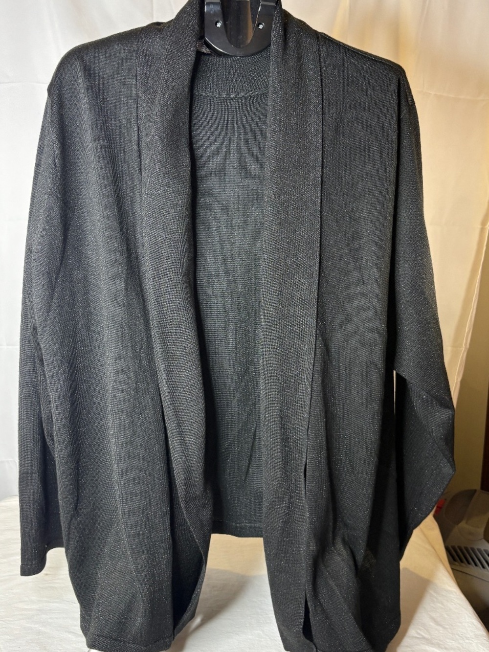 Maggie Barnes Dressy Open Front Cardigan w/Sweater 3X Plus Size Black Modern